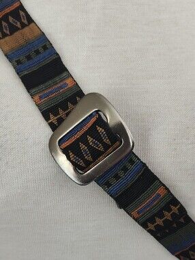 Bison Designs Patterned Belt with Silver Toned Metal Buckle